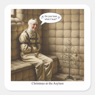 Flache Weihnachtskarte Quadratischer Aufkleber