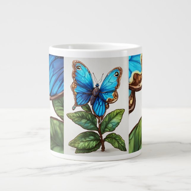 Flachende Kunst: Wasserfarbenschmetterling Jumbo-Tasse (Vorderseite)