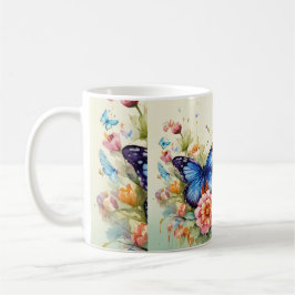Flachende Kunst: Wasserfarbenschmetterling Kaffeetasse