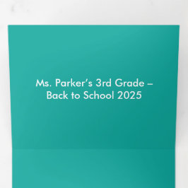 Flacher Aquamariner Hintergrund - Zurück-zur-Schul Dreifach Gefaltete Karte