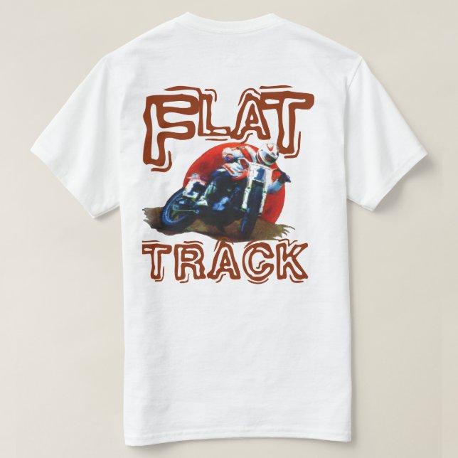 FLACHES BAHN-MOTORRAD-RENNLÄUFER-WEISS T-Shirt (Design Rückseite)