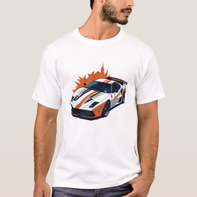 flaches Design Retro Car sehr detailliert T-Shirt (Vorderseite)