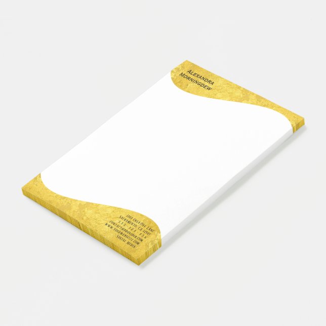 Flaches Etikett Border - Welle Gold 1 Post-it Klebezettel (angewinkelt)