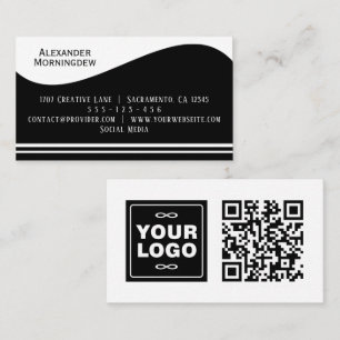 Flaches Etikettenrand - Welle schwarz 1 - Logo + Q Visitenkarte