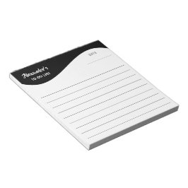 Flaches Etikettenrand - Welle schwarz 1 Notizblock