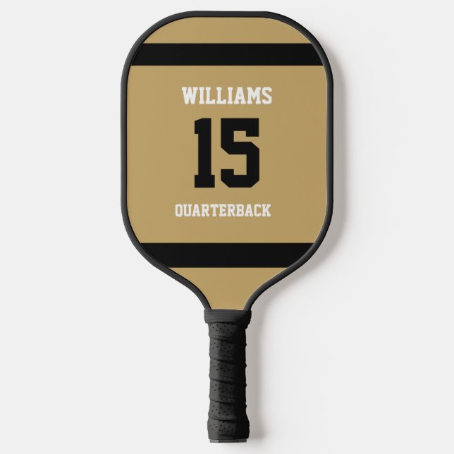 Flaches Gold und Schwarz Pickleball Schläger (Vorderseite)
