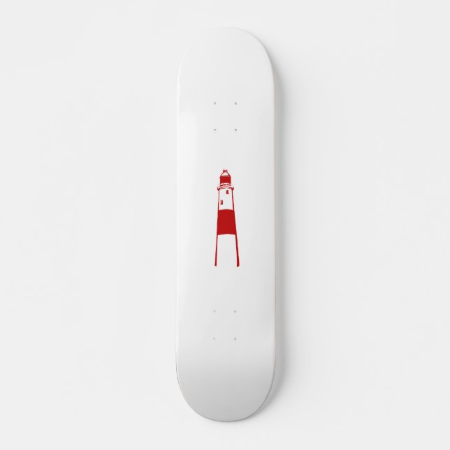 flaches grafisches Rot white.png des Leuchtturmes Skateboard (Vorne)