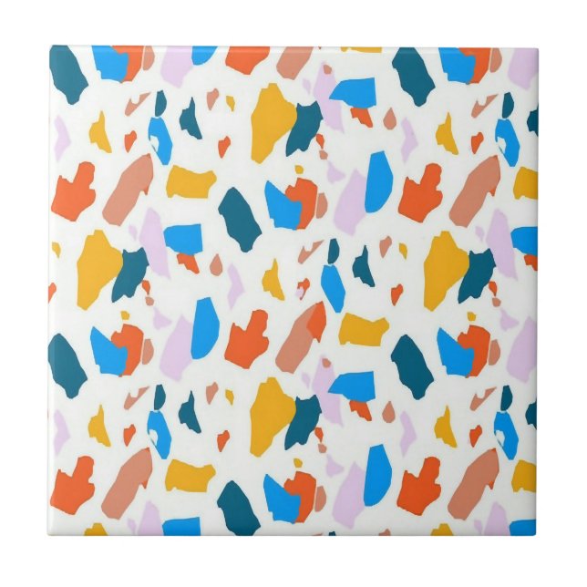 Flachfarbiges Terrazzo-Muster Fliese (Vorderseite)
