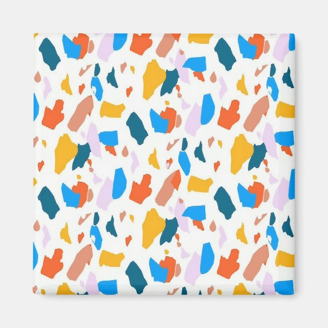 Flachfarbiges Terrazzo-Muster Magnet (Vorne)
