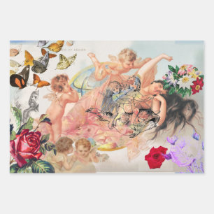 FLACHGESCHENKE WRAP RETRO Valentinstag DESIGN Geschenkpapier Set