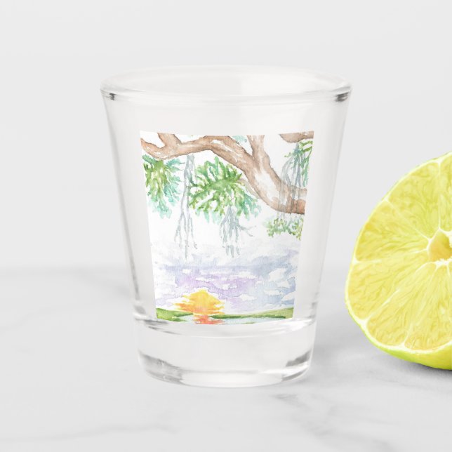 Flachglas mit tiefer Wasserfarbe Schnapsglas (Vorderseite)