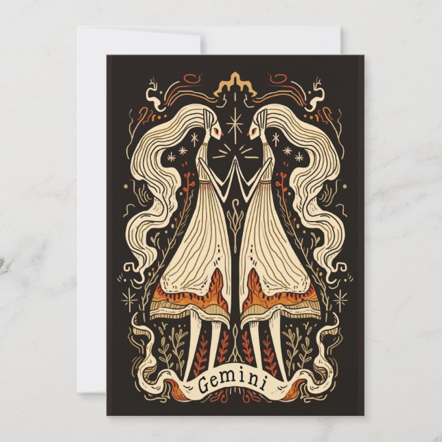 Flachkarte - Gemini Celestie Zodiac Art Feiertagskarte (Vorderseite)
