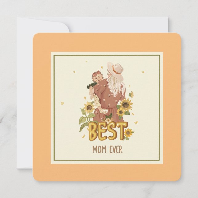 Flachkarte "Mutter und Tochter in elegantem Boho" (Vorderseite)