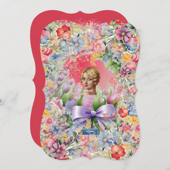 Flachkarten 10 Rot (Cameo Garden) RFPMDesign ©️ 20 Einladung (Vorne/Hinten)