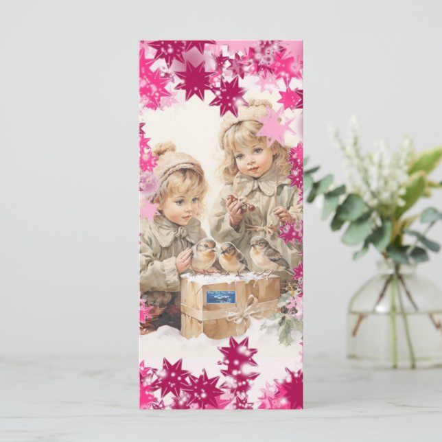 Flachkarten 12 (PinkSnowFlakes) RFPMDesign ©️ 2024 (Stehend Vorderseite)