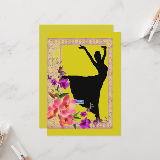 Flachkarten 4 Gelb(Frühlingstanz)RFPMDesign ©️ 202 (Vorderseite/Rückseite Beispiel)