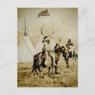 Flachkopf-Indianer Vintage Native American Warrior Postkarte