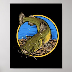 Flachkopfwels-Angeln Poster