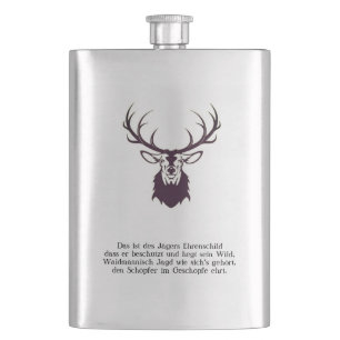 Flachmann mit Hirsch "Leitspruch" / Hip flask deer