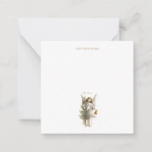 FLACHNOTEKARTE : VINTAGE CHRISTMAS ANGEL MITTEILUNGSKARTE (Vorderseite)