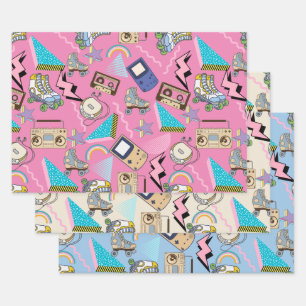 Flachpapier für mehrfarbiges Wrapping, Set 3 Geschenkpapier Set