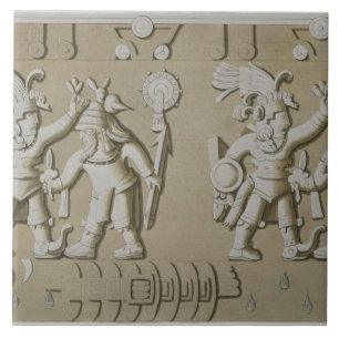 Flachrelief der alten aztekischen Krieger, vom Sto Fliese