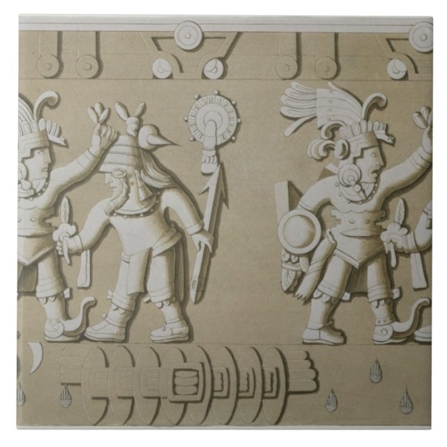 Flachrelief der alten aztekischen Krieger, vom Sto Fliese (Vorderseite)
