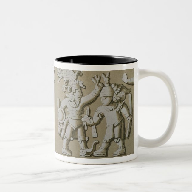 Flachrelief der alten aztekischen Krieger, vom Sto Zweifarbige Tasse (Rechts)