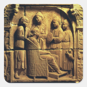 Flachrelief eines Friseurs, römisch Quadratischer Aufkleber