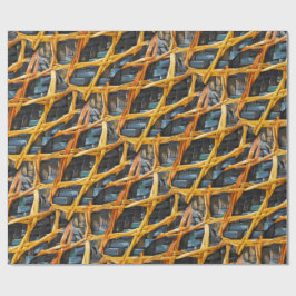 Flachs-Webart-Korb von Aotearoa Neuseeland Blau Geschenkpapier