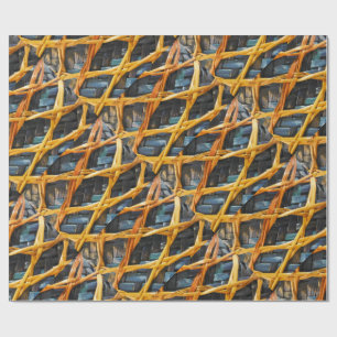 Flachs-Webart-Korb von Aotearoa Neuseeland Blau Geschenkpapier