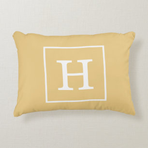 Flachs Weiß gerahmtes Initialen-Monogramm Zierkissen