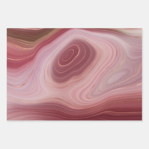 Flachwaschpapier 3 wirbelnde Rose Geschenkpapier Set