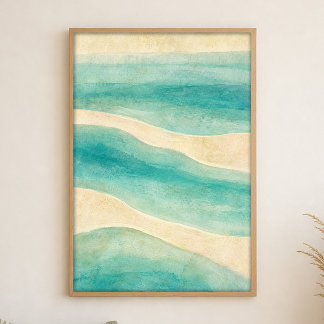 Flachwasser von oben Aquarell-Küstenkunstposter Poster