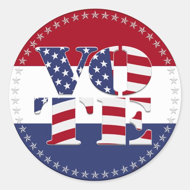 Flag 2024 V O T E USA Runder Aufkleber (Vorderseite)