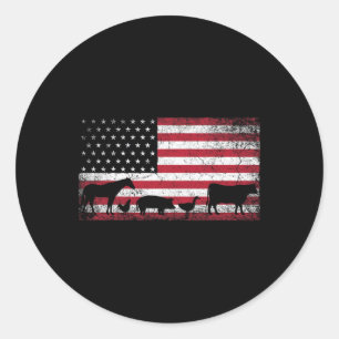Flag 4. Juli Hühnerpferd Schweinezuchtgeschenk Runder Aufkleber