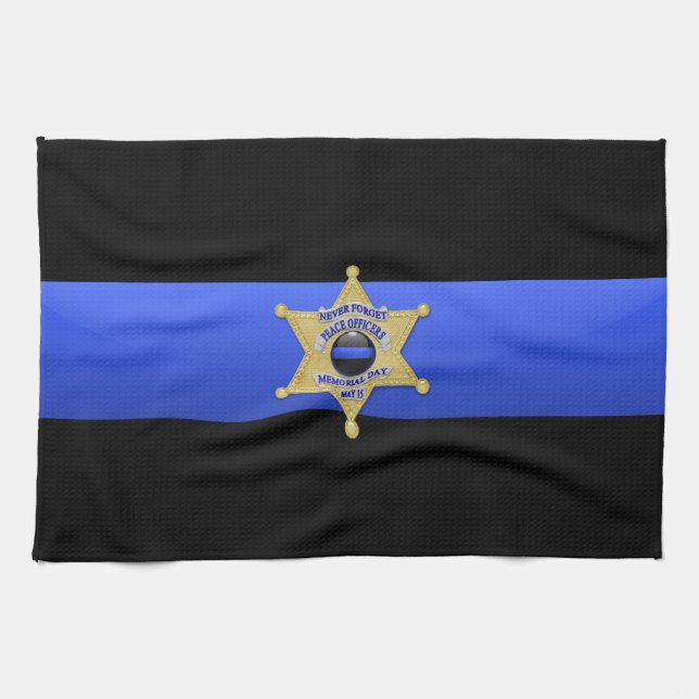 Flag & Abzeichen der dünnen blauen Linie Geschirrtuch (Horizontal)