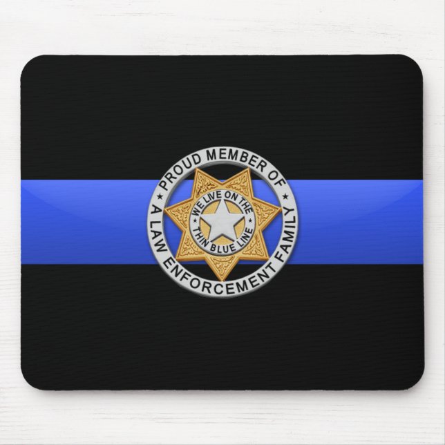 Flag & Abzeichen der dünnen blauen Linie Mousepad (Vorne)