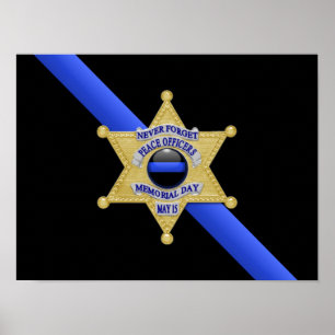 Flag & Abzeichen der dünnen blauen Linie Poster