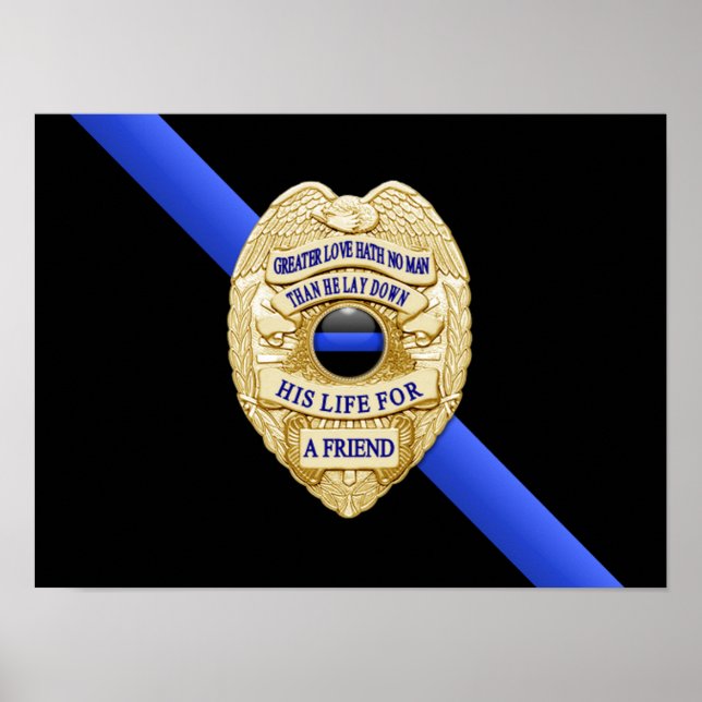 Flag & Abzeichen der dünnen blauen Linie Poster (Vorne)