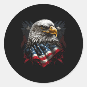 Flag Adler 4. Juli Unabhängigkeitstag Patriotisch Runder Aufkleber