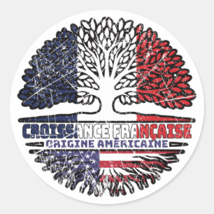 Flag "America Tree Roots" in Frankreich Runder Aufkleber
