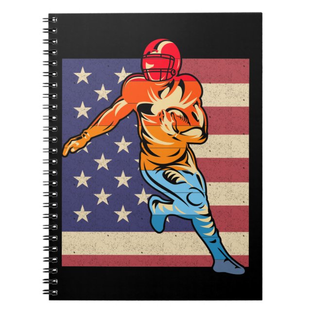 Flag American Football Retro Ball Sports Lover Notizblock (Vorderseite)