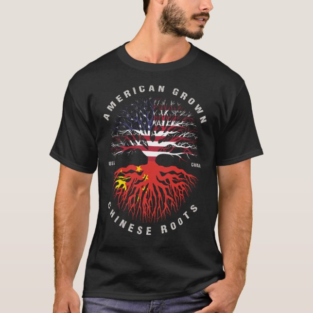 Flag "American Groots Chinese Roots China" T-Shirt (Vorderseite)