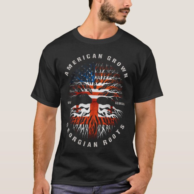 Flag "American Grown Georgian Roots Georgia" T-Shirt (Vorderseite)
