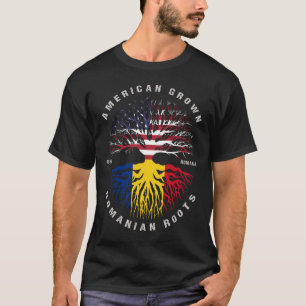 Flag "American Grown Romania Roots Romania" T-Shirt