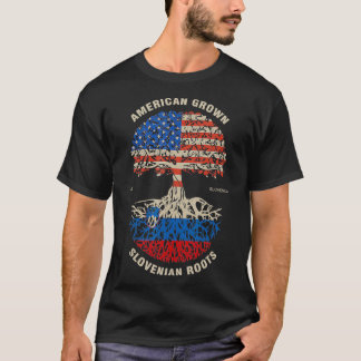 Flag "American Grown Slovenije Roots Slovenije" T-Shirt