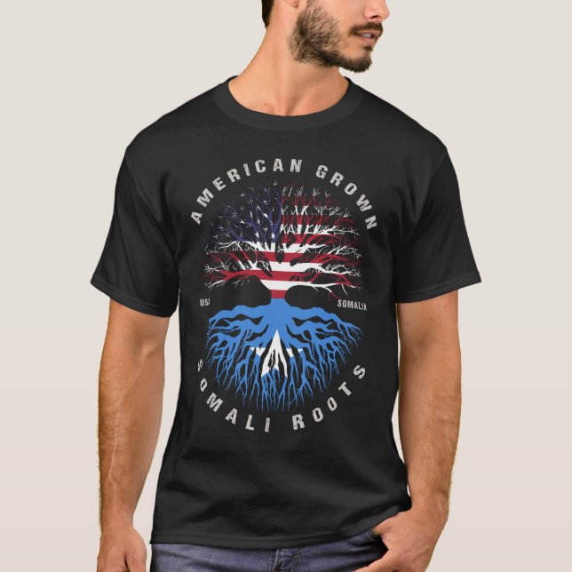 Flag "American Grown Somali Roots Somalia" T-Shirt (Vorderseite)