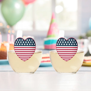 Flag American Heart Shaped Weinglas Ohne Stiel