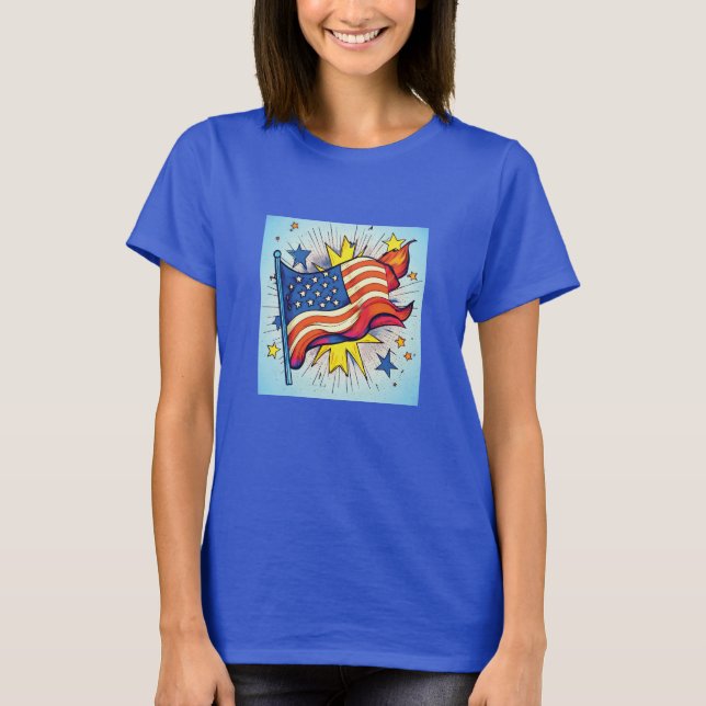 Flag American Pop Art T-Shirt (Vorderseite)